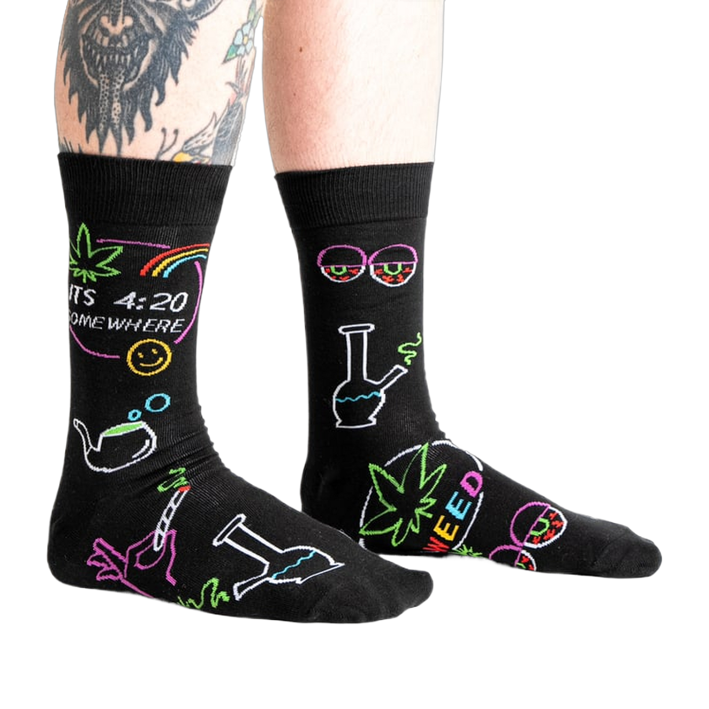 Lifestyle photo showing the socks on a person's legs.