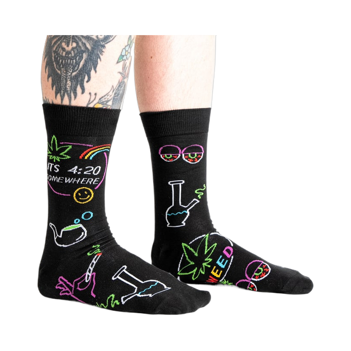 Lifestyle photo showing the socks on a person's legs.