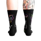 Rear view of the socks, showcasing the full design on both socks.