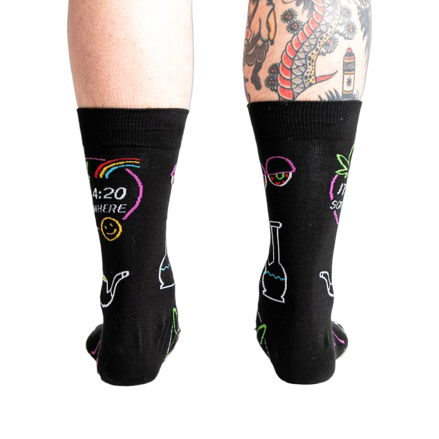Rear view of the socks, showcasing the full design on both socks.