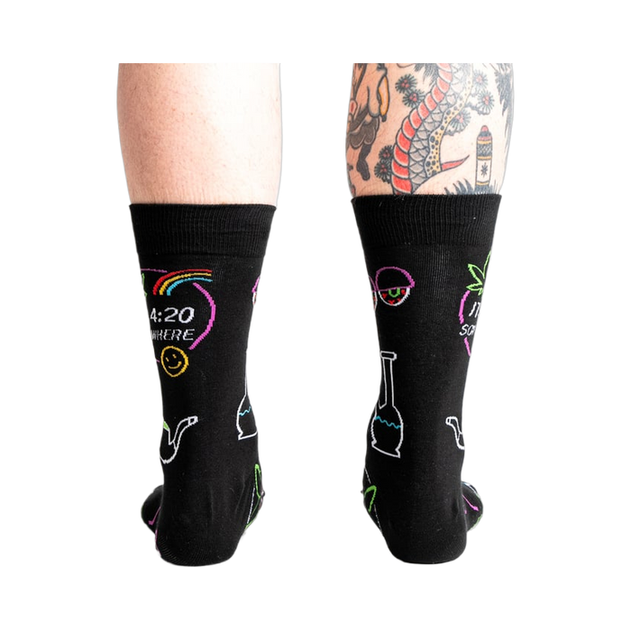 Rear view of the socks, showcasing the full design on both socks.
