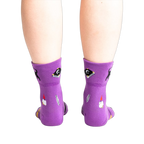 Back view of socks showing the design details on the heel.