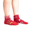 Lifestyle shot showing the socks on a person's feet, showcasing how they look when worn.