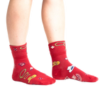 Another lifestyle shot, showing the socks from the front and slightly angled.