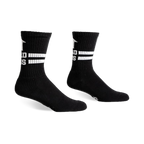 Flat lay of the white Bad Ass Athletic Ribbed socks.