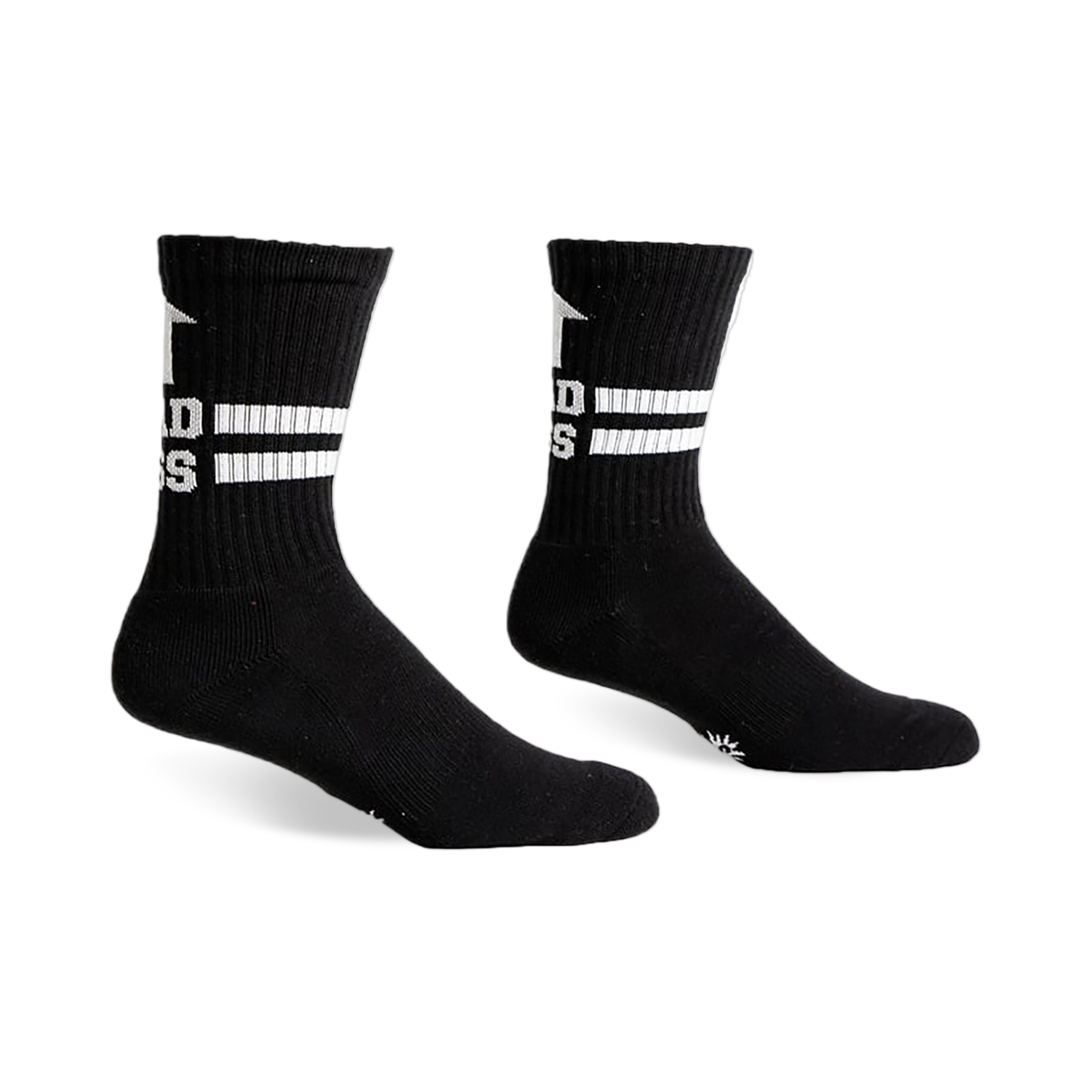Flat lay of the white Bad Ass Athletic Ribbed socks.