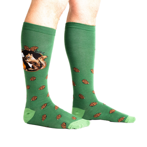 Lifestyle photo showcasing the 'S'more Where That Came From' socks on a person's legs, highlighting their fit and design.