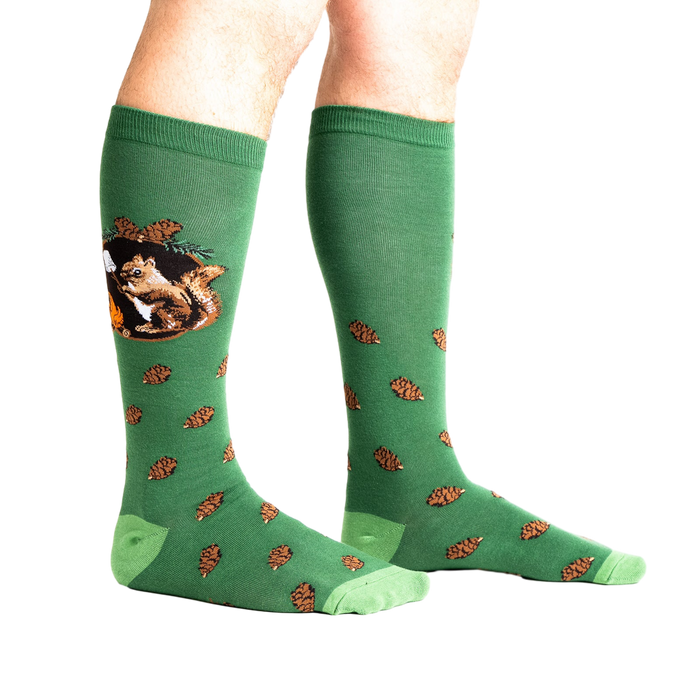 Lifestyle photo showcasing the 'S'more Where That Came From' socks on a person's legs, highlighting their fit and design.