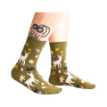 Lifestyle shot showing the socks on a model's legs, highlighting the fit and style.