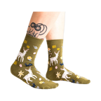 Lifestyle shot showing the socks on a model's legs, highlighting the fit and style.