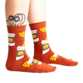 Lifestyle shot of PSL socks on a person's legs, showcasing the fit and pattern.