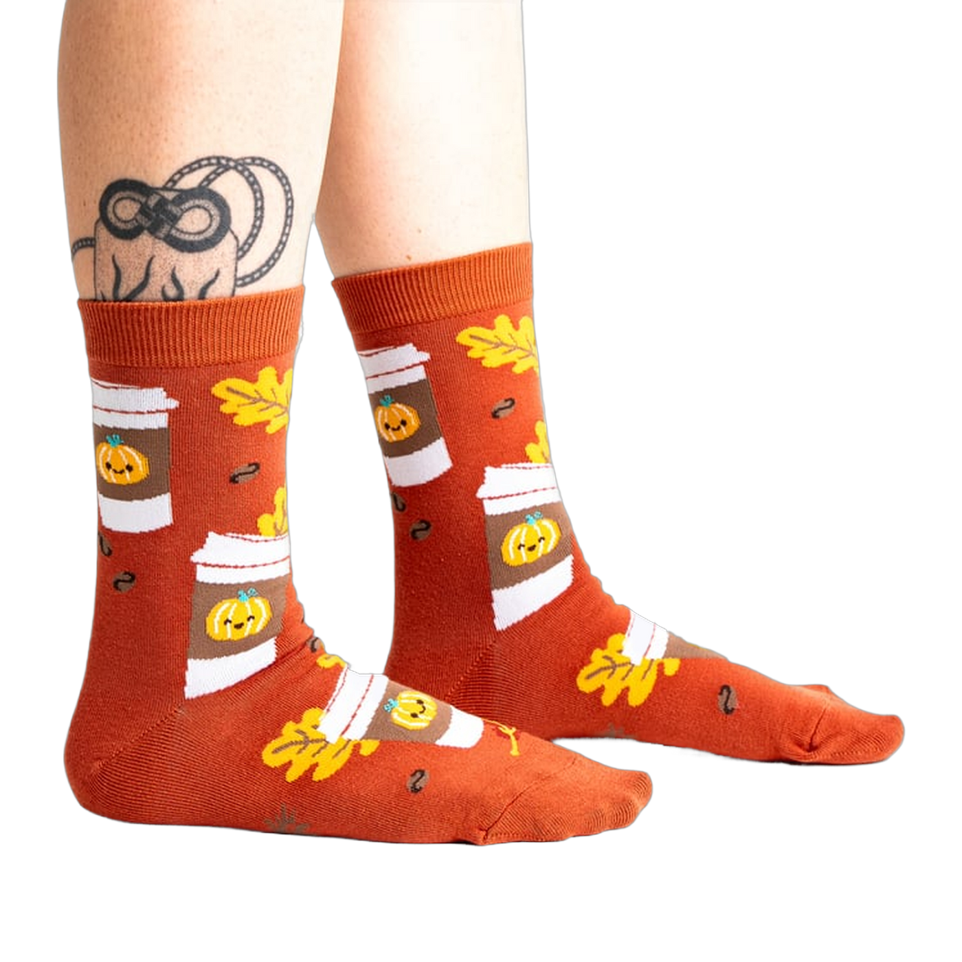 Lifestyle shot of PSL socks on a person's legs, showcasing the fit and pattern.