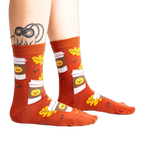 Lifestyle shot of PSL socks on a person's legs, showcasing the fit and pattern.
