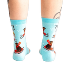 Back view of Powder Hound socks on a person's legs.