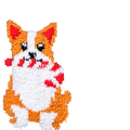 Close-up of the sock fabric, showcasing the texture and details of the corgi design.