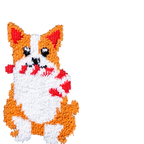 Close-up of the sock fabric, showcasing the texture and details of the corgi design.