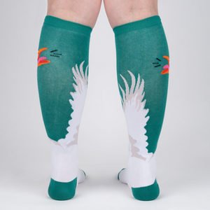 Back view of Honk! socks showcasing the full goose wing design on both socks.