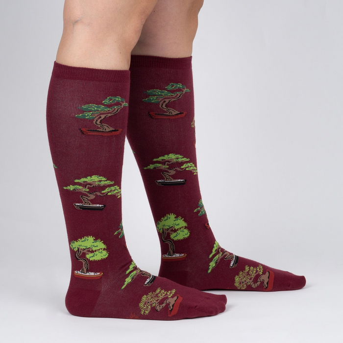 Lifestyle shot showing the socks on a person's legs, showcasing fit and style.