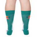 Back view of the socks showing the full goose design on both socks. Teal and white crew socks.