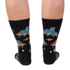 Back view of the 'Eye of the Tiger' socks, displaying the full design on both socks.