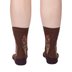 Back view of Choco-bara Ice Cream socks on a person's legs, showcasing the full design on both socks.