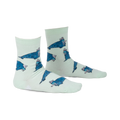 Pair of mint green crew socks featuring a repeating pattern of cartoon walruses wearing sombreros.  The socks have a playful design and blue walrus accents.