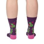 Lifestyle shot showing the socks on a person's legs, showcasing how they look when worn.