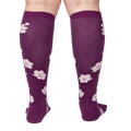 Back view of Cherry Blossom knee-high socks showing the full design.