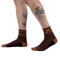 Lifestyle photo showing the socks on a model's legs.