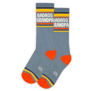 Pair of grey-blue crew socks with white 