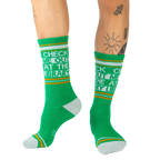 Lifestyle shot showing the socks on a person's legs.