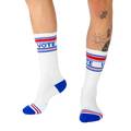 Close-up shot showcasing the 'Vote' socks from multiple angles against a white background.
