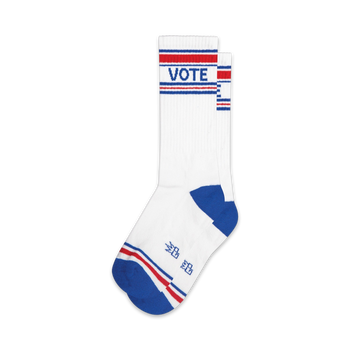 vote political themed mens & womens unisex white novelty crew^xl socks