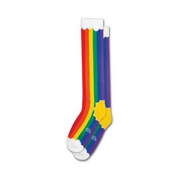 rainbow clouds pride themed mens & womens unisex multi novelty knee high^xl socks