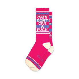cats don't give a fuck gym cats themed mens & womens unisex pink novelty crew socks