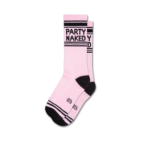 party naked party themed mens & womens unisex pink novelty crew socks