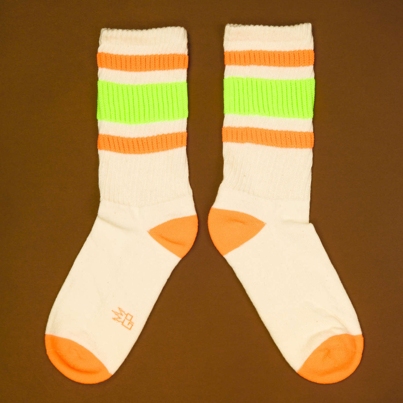 Flat lay: Another view of Bobby socks, laid flat, with a focus on the design and color. [lf]