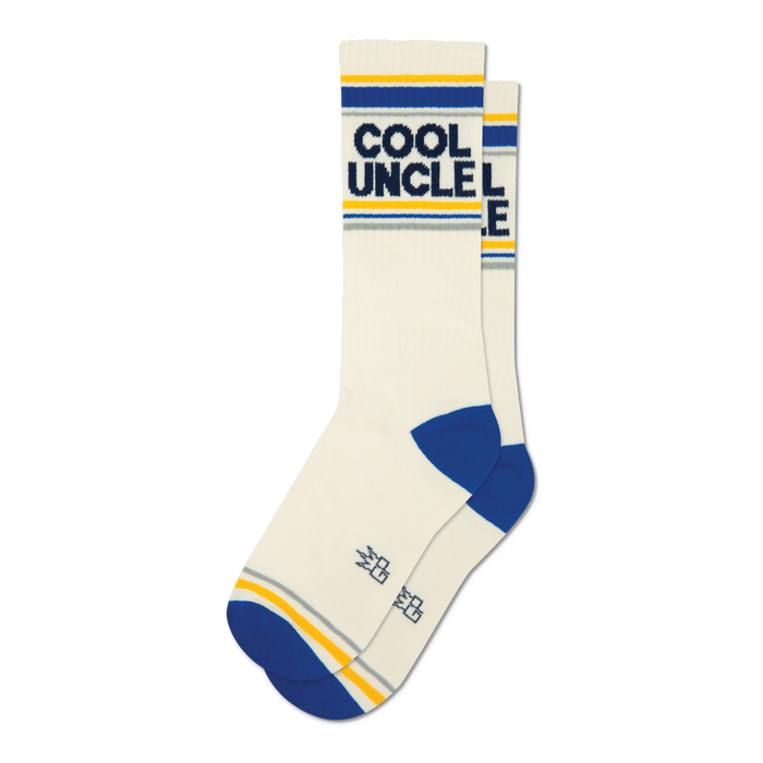 Pair of cream crew socks with 