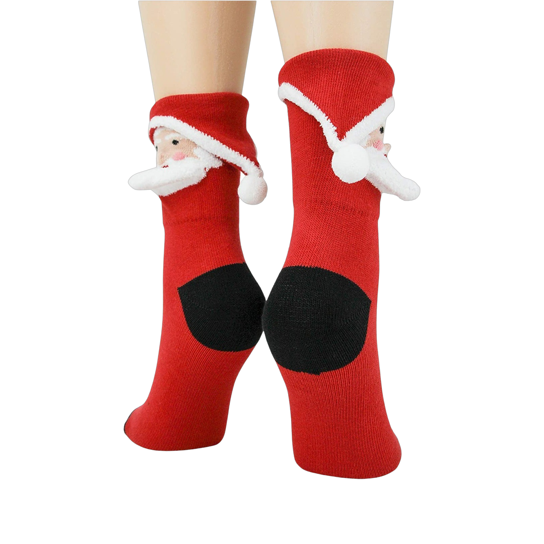 Back view of the Santa 3D socks, showcasing the black heel and toe.