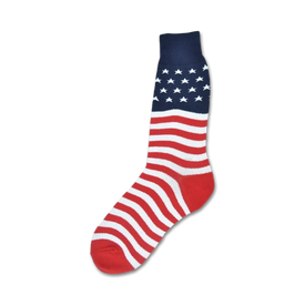 men's crew socks with red, white, and blue american flag pattern.  