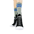 Close-up view of the socks from the front, highlighting the sneaker design.