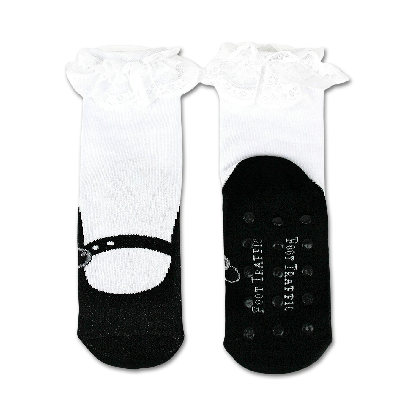 Detailed close-up of the soles of the socks, highlighting the non-skid design.