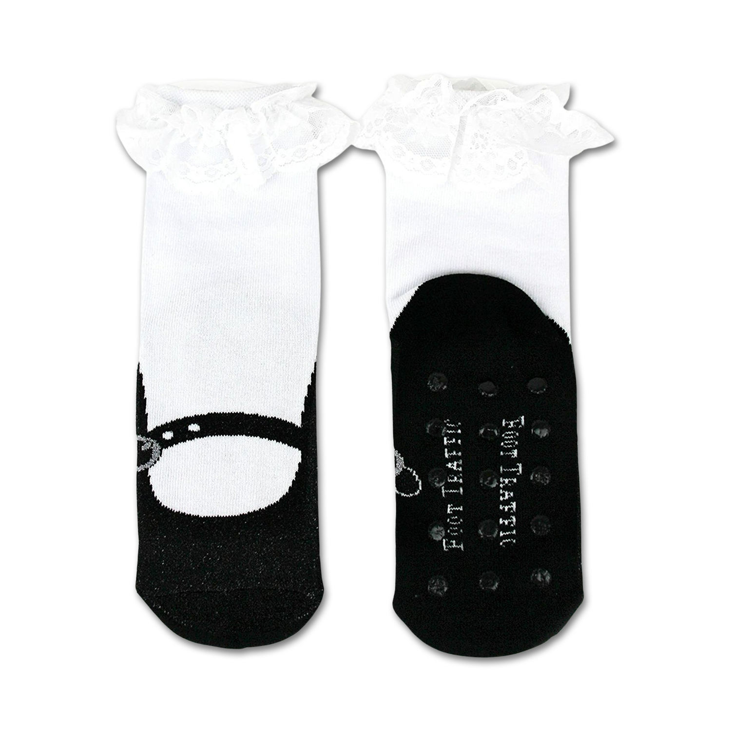 Detailed close-up of the soles of the socks, highlighting the non-skid design.