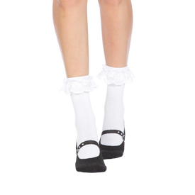 mary jane non-skid slipper shoe themed womens white novelty crew socks