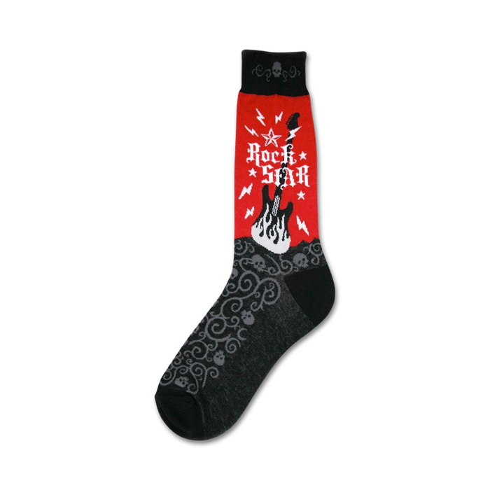 black crew socks with gray accents and red and white 