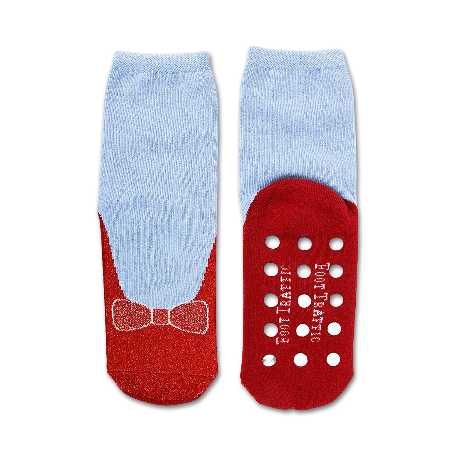 Close-up of the sole of the socks, showing the non-skid grips in detail.