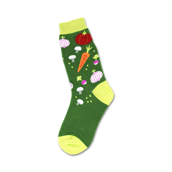 veggie garden food & drink themed womens green novelty crew socks