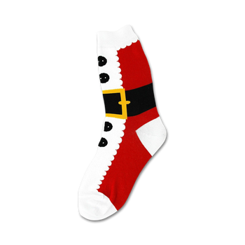 women's crew length santa suit christmas themed socks, red, white, black   