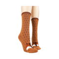 Lifestyle shot showing the fox socks on a person's feet. 