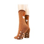Back view of the socks highlighting the non-slip grips and fox tail detail.